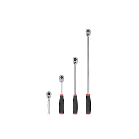 Tekton 3/8 Inch Drive Quick-Release Comfort Grip Ratchet Set, 4-Piece (4-1/2, 8, 12, 18 in.) SRH91107